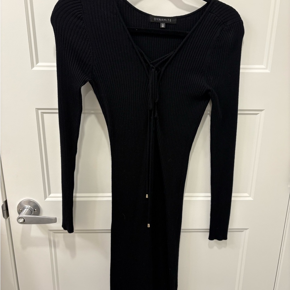 Dynamite Black Ribbed Knit Dress